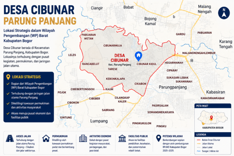 Peta Desa Cibunar Kecamatan Parung Panjang Kabupaten Bogor