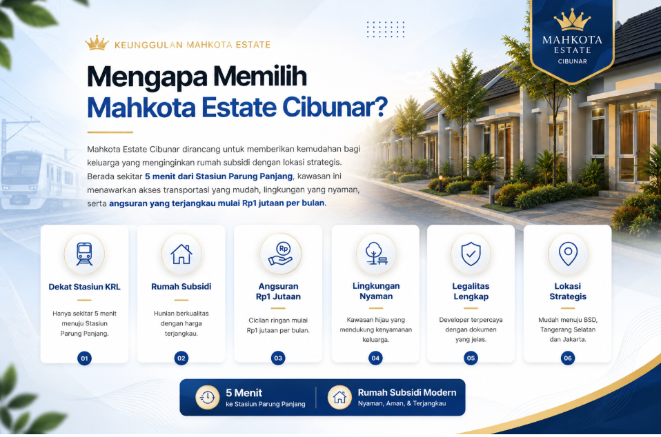 Keunggulan Mahkota Estate Cibunar di Cibunar Parung Panjang, 5 menit ke stasiun dengan angsuran 1 jutaan