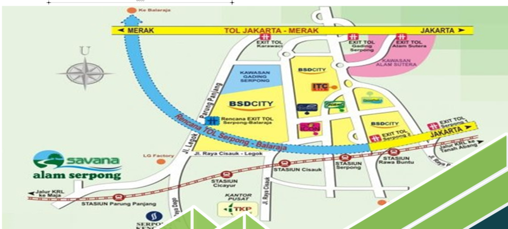 Peta lokasi perumahan subsidi Parung Panjang dekat Stasiun Parung Panjang dan akses BSD City