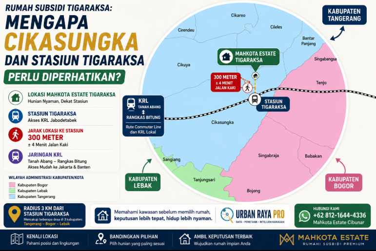 Rumah subsidi Tigaraksa Mahkota Estate Cikasungka dekat Stasiun Tigaraksa