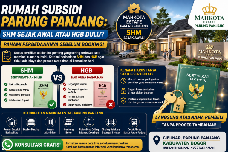 Rumah subsidi Parung Panjang di Mahkota Estate