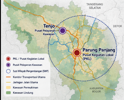 RTRW Kabupaten Bogor 2024 Parung Panjang sebagai Pusat Kegiatan Lokal