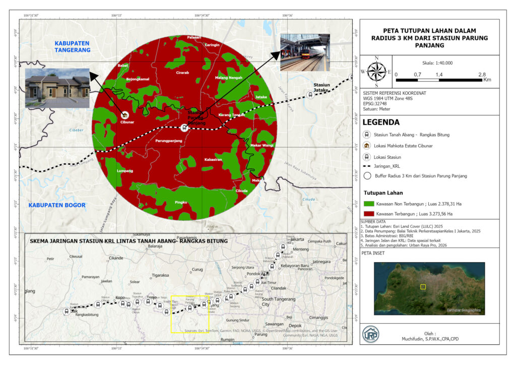 radius 3 km stasiun Parung Panjang wilayah Cibunar